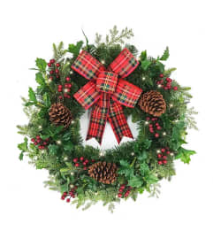 Christmas Wreath Assorted Artificial. An arrangement by Awesome Blossom. Christmas Wreath Assorted Artificial. An arrangement by Awesome Blossom.