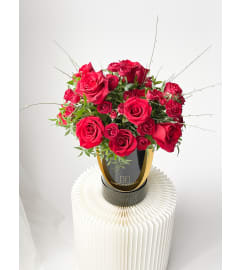 Luxury Red Roses Box (Box can be white or pink). An arrangement by Lux Flower Box.