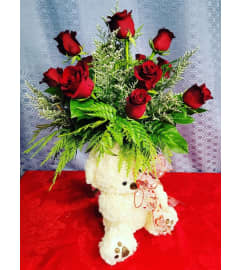 BEAR HUG ROSE BOUQUET. An arrangement by A Loving Touch Florist.