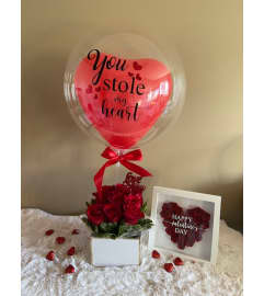 You Stole My Heart Rose Box and Heart Shadow Box Frame (PRE-ORDER O. An arrangement by Petals.