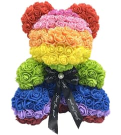 Love Rainbow Rose Bear. An arrangement by Marvellous Florist.