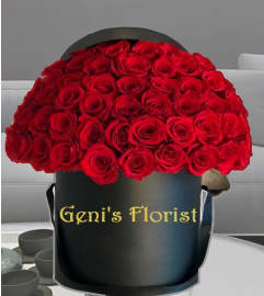 Infinity Red Roses Box. An arrangement by Geni's Florist and Gifts.