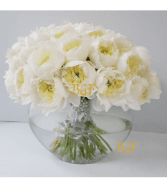 Whispering White Peonies. An arrangement by Brickell Exclusive Blooms.