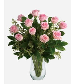 Classic One Dozen Pink Roses. An arrangement by Church Street Flowers.