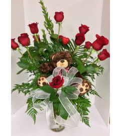 Beary Beautiful Red Rose Arrangement. An arrangement by Salinas Floral and Gifts.