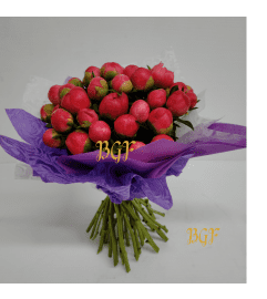 Hand-tied Peony Presentation Bouquet. An arrangement by Brickell Exclusive Blooms.