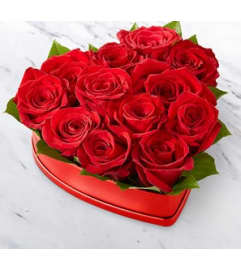 Dozen Gift Boxed Red Roses. An arrangement by Triple A Florist.