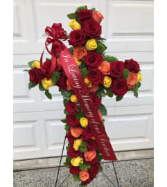 Mixed Rose Cross. An arrangement by Renton Flower Shop.