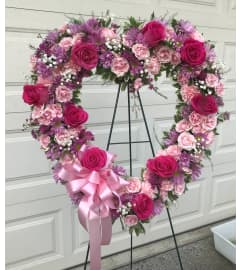 Pink Heart with Lavender. An arrangement by Renton Flower Shop.