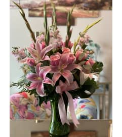 It's All about Pink. An arrangement by Seasons Change Designs.