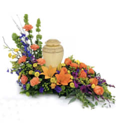 Sunset Cremation Tribute. An arrangement by Seasons Change Designs.
