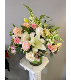 Beautiful in pastel. An arrangement by Flowers in Bloom.