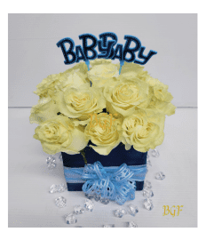 Baby Boy Glamour. An arrangement by Brickell Exclusive Blooms.