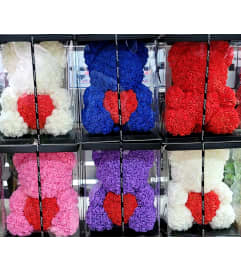 Silk-Rose Teddy Bear Large. An arrangement by Rosebud Studio Florist.