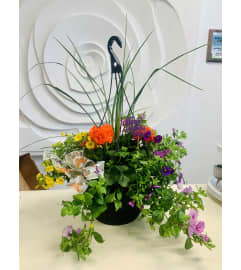 Mother's Day Mixed Flower Hanging Basket. An arrangement by Marianna's Flower Island. Mother's Day Mixed Flower Hanging Basket. An arrangement by Marianna's Flower Island.