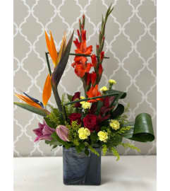 Bright Bird of Paradise for Her. An arrangement by Shalimar Flower Shop.