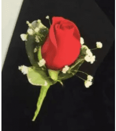 RED ROSE FOR LAPEL *PROM. An arrangement by Flowers by Priscilla.