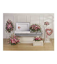 TELEFLORA'S BEAUTIFUL MEMORIES COLLECTION-R. An arrangement by Tim's Florist and Garden.