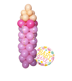 Baby Bottle Girl Dots Balloon Sculpture. An arrangement by Balloon Bouquets Plus.