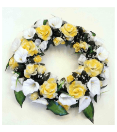 Silk Flower Wreath 2. An arrangement by Win's Flowers.