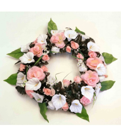 Silk Flower Wreath 4. An arrangement by Win's Flowers.