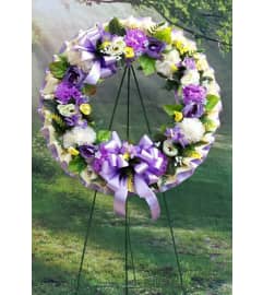 Silk Flower Wreath 5. An arrangement by Win's Flowers.