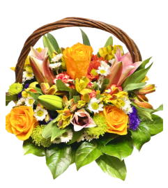 Bright Basket. An arrangement by Charming Blooms.