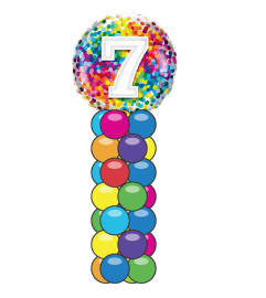 7 Rainbow Confetti Mini Balloon Column. An arrangement by Balloon Bouquets Plus. 7 Rainbow Confetti Mini Balloon Column. An arrangement by Balloon Bouquets Plus.