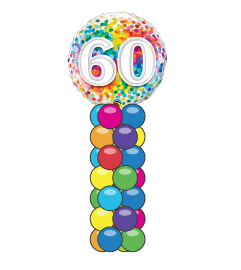 60 Rainbow Confetti Mini Balloon Column. An arrangement by Balloon Bouquets Plus. 60 Rainbow Confetti Mini Balloon Column. An arrangement by Balloon Bouquets Plus.
