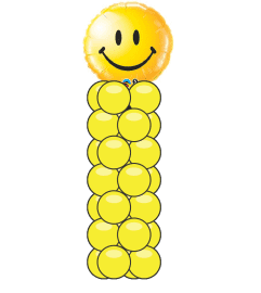 Yellow Smiley Face Mini Balloon Column. An arrangement by Balloon Bouquets Plus.