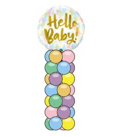 Hello Baby Mini Balloon Column. An arrangement by Balloon Bouquets Plus.