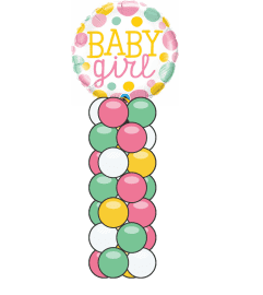 Baby Girl Dots Mini Balloon Column. An arrangement by Balloon Bouquets Plus.
