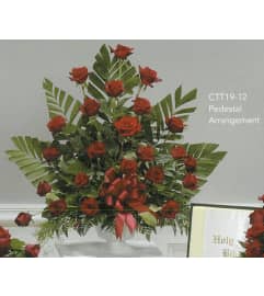 Red Rose Pedestal Arrangement(Ctt19-12). An arrangement by Roma Flowers and Gifts.