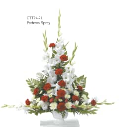 Red and White Pedestal Arrangement(Ctt24-21). An arrangement by Roma Flowers and Gifts.