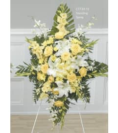 Yellow and White Hanging Spray(Ctt33-12). An arrangement by Roma Flowers and Gifts.