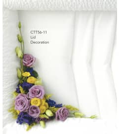 Purple and Yellow Lid Decoration(Ctt56-11). An arrangement by Roma Flowers and Gifts.