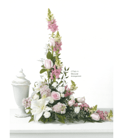 Pink and White Memorial Arrangement(Ctt63-11). An arrangement by Roma Flowers and Gifts.