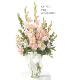 Pink Pedestal Vase(Ctt73-21). An arrangement by Roma Flowers and Gifts.
