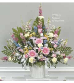 Soft Mixed Pedestal Arrangement(Ctt79-11). An arrangement by Roma Flowers and Gifts.