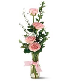 Teleflora's Pink Rose Quartet Vase. An arrangement by Balloon Bouquets Plus.