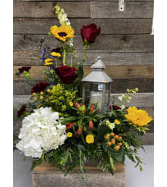 Sunrise Lantern. An arrangement by The Farm and Floral Market.