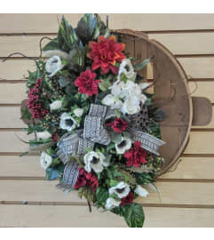 18 Red Fall Door Wreath. An arrangement by Petals and Co..