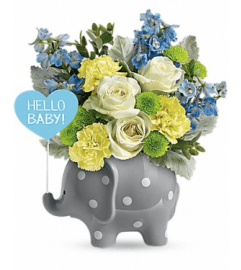 Elegant Hello Sweet Baby - Blue. An arrangement by Elegant Florist.