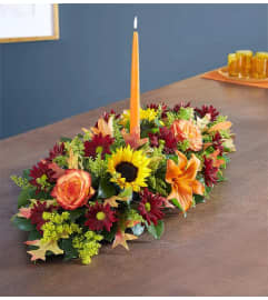 Beautiful Fall Bounty Centerpiece. An arrangement by L and J Blooms.