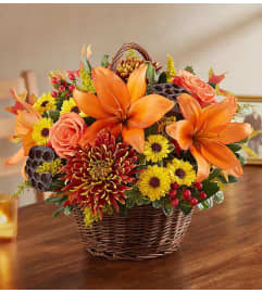 Autumn Inspiration Basket. An arrangement by L and J Blooms.