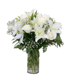 White Peace and Blessing. An arrangement by Flower World and Gifts.