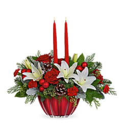 Joyous Christmas Centerpiece. An arrangement by Elegant Florist.