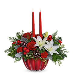 Joyous Christmas Centerpiece. An arrangement by Elegant Florist.