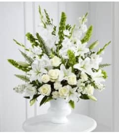 Pure-ness. An arrangement by Win's Flowers.