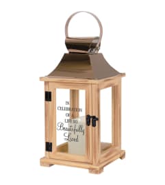 BEAUTIFULLY LIVED LIFE MEMORIAL LANTERN. An arrangement by J.D. Ballantine's Flowers and Gifts.